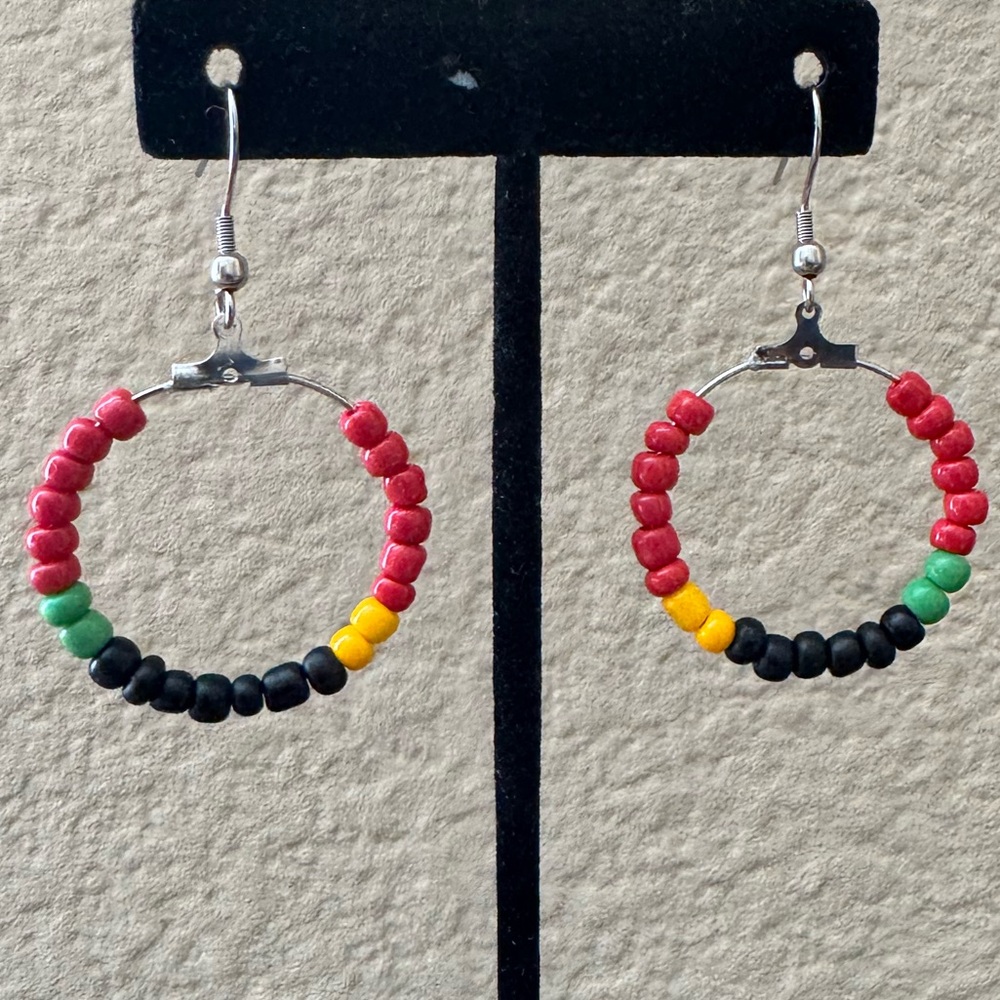 Rasta/Jamaican Inspired Small Hoop Earrings